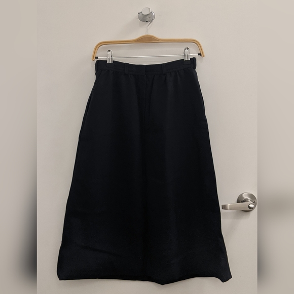 VINTAGE 100% wool navy blue midi skirt suit blazer set, sz 8 (fits S) - Picture 5 of 9